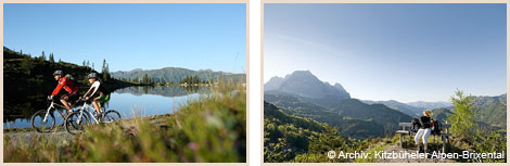 Mountainbiken am Kreuzjoechlsee und die Berge in Kitzbuehel-Brixental