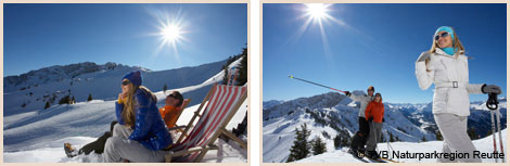 Skifahren und ein Sonnenbad in der Naturparkregion Reutte
